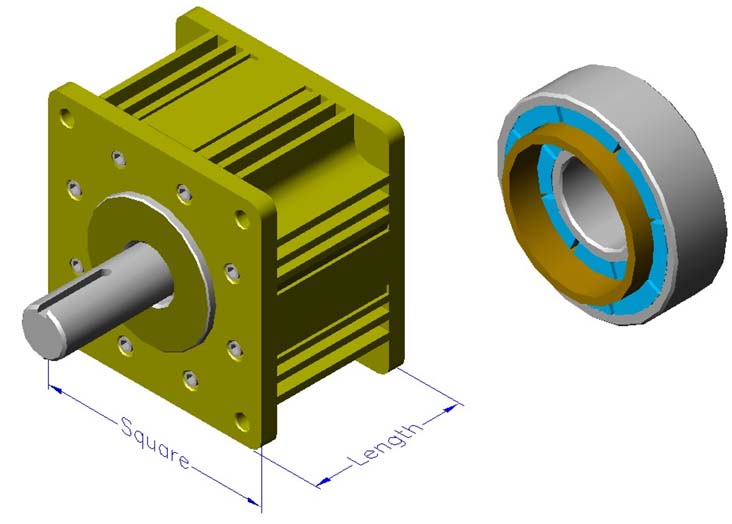 Housed ironless brushless motors, radial, double rotor